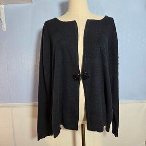 Coldwater Creek Extra Large Black Gem Hook Open Longsleeve Cardigan Sweater